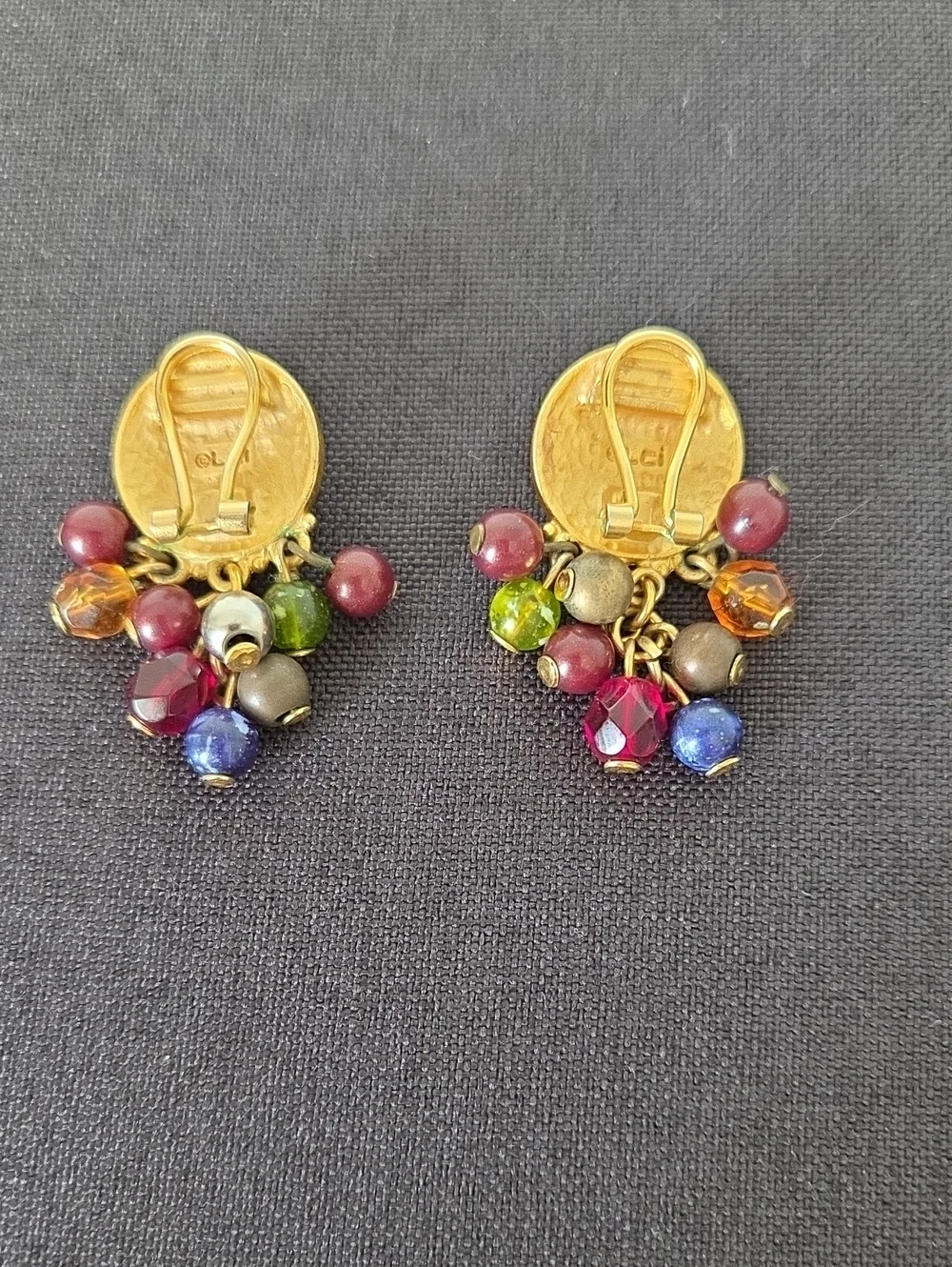 Vintage Liz Claiborne gold-tone and multi-color beaded necklace & earrings